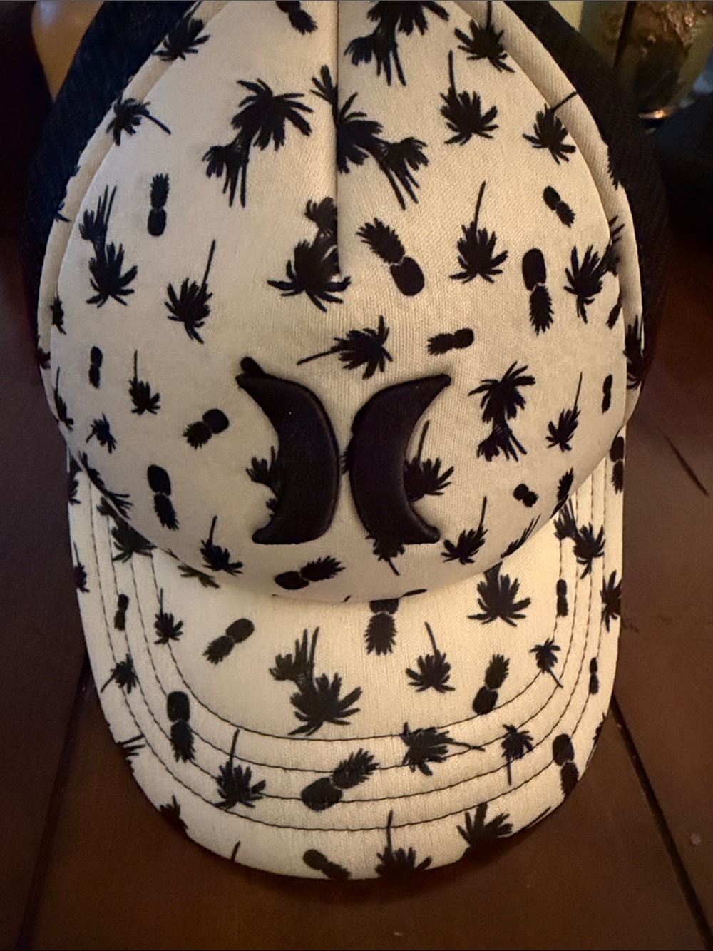 Hurley Black & White Palm Pineapple Print Trucker Hat